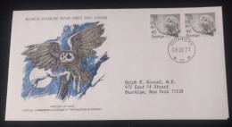 EL)1977 SWEDEN, WORLD WILDLIFE FUND, WWF, OWL, CIRCULATED TO NEW YORK - USA, FDC - Neufs