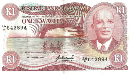 MALAWI 1 KWACHA PURPLE MAN FRONT LANDSCAPE MAN BACK DATED 01-01-1981 P.14 F+ READ DESCRIPTION - Malawi