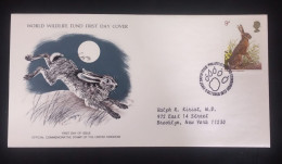 EL)1977 GREAT BRITAIN, WORLD WILDLIFE FUND, WWF, FAUNA OF GREAT BRITAIN, HARE, CIRCULATED TO NEW YORK - USA, FDC - Neufs