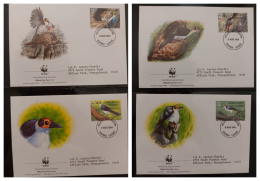 O) 1995  SIERRA LEONE, WWF - WORLD WILDLIFE FUND, BIRDS -  WHITE NACKED PICATHARTES, FEEDING YOUNG, BROWN TREE, TWO AT N - Sierra Leone (1961-...)