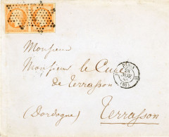 28 Novembre 1855 L.S.C Paire N°16 TTB Etoile Paris Vers Terrasson DORDOGNE - 1849-1876: Klassik
