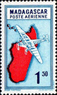 Madagascar Avion N** Yv:28 Mi:318 Avion Survolant L'île - Luftpost