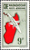 Madagascar Avion N** Yv:23 Mi:279 Avion Survolant L'île - Aéreo