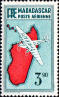 Madagascar Avion N** Yv:19 Mi:275 Avion Survolant L'île (Petit Def.gomme) - Airmail
