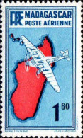 Madagascar Avion N** Yv:17 Mi:273 Avion Survolant L'île - Posta Aerea