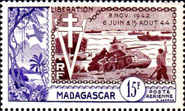 Madagascar Avion N* Yv:74 Mi:422 Libération (avec Charnière) - Luftpost