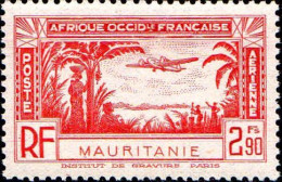 Mauritanie Avion N* Yv: 2 Mi:123 Bi-moteur Sur Palmiers (Trace De Charnière) - Ongebruikt