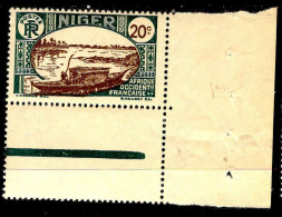 Niger Poste N** Yv:35 Mi:36 Embarcation Sur Le Niger Coin D.feuille - Unused Stamps