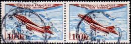 France Avion Obl Yv:30 Mi:987 Mystère IV Paire (cachet Rond) - 1927-1959 Usati
