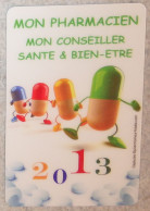 Petit Calendrier De Poche Plastifié 2013 Pharmacie  Vinça Pyrénées Orientales Santé Bien-être- Format Carte Bleue - Kleinformat : 2001-...