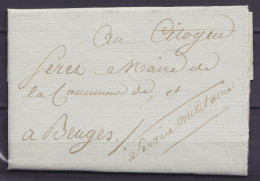 L. Datée 18 Thermidor De BRUGES Pour Maire De La Commune De BRUGES - Man. "Service Militaire"( Voir Cachet Au Dos) - 1794-1814 (Periodo Frances)