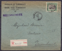 L. "Banque De Turnhout" Recommandée Affr. N°143 Càd TURNHOUT /25 III 1920 Pour E/V - 1915-1920 Albert I