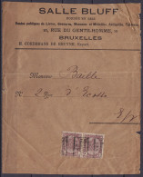 Fragment D'imprimé "Salle Bluff" Affr. Paire PREO 2c (N°55 Surch. [BRUXELLES / R.CHANCELLERIE / 04]) De Bruxelles Pour E - Typos 1906-12 (Armoiries)