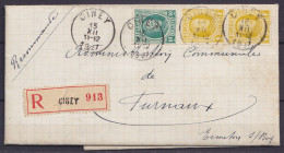 L. Recommandée De Braibant Affr. N°194+205x2 Càd CINEY /15 XII 1927 Pour FURNAUX (Ermeton-sur-Biert) - 1922-1927 Houyoux