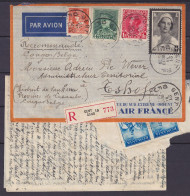 LAC Recommandée Par Avion Affr. N°336+323+403+415 (4 émissions !) Càd GENT 10F /21 XI 1935 Pour ESHOFA Congo Belge (au D - Covers & Documents