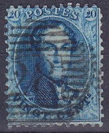 Belgique - N°15 - 20c Bleu Médaillon Dentelé étroit P28 CINEY - 1863-1864 Medallones (13/16)