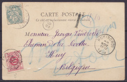 CP Paris Gare Du Nord Affr. N°111 Càd ? Taxé 10c Càd HUY (NORD) /20 NOV1903 - Man. "non-admis / Retour" - Storia Postale