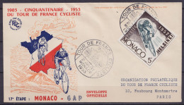 Monaco - L. Illustrée Tour De France Cycliste Affr. N°389 Càd MONACO /21 JUIL 1953 - 17e étape Monaco / Gap - Covers & Documents