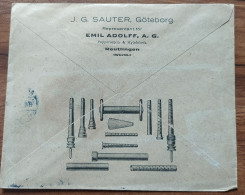 SWEDEN 1925, ADVERTISING, TEXTILE BOBBIN, PAPER REEL & SLEEVE FACTORY, FIRM J.G. SAUTER,  LION STAMP, GOTEBORG CITY CA - Cartas & Documentos