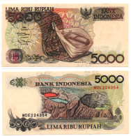 Indonesia 5000 Rupiah 1992 P-130 UNC Foxing - Indonésie