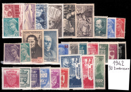 France Année Complete 1942 - 30 Timbres* * TB - 1940-1949