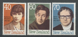 Nlle Zélande 1989 N° 1023/1025 ** Neufs MNH TTB C 3.70 € Ecrivains Writers Mansfield Baxter Mason - Unused Stamps