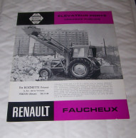 DEPLIANT PUB PUBLICITAIRE MATERIEL RENAULT ELEVATEUR PORTE TRAVAUX PUBLICS FAUCHEUX ( TRACTEUR, TRACTEURS, MOTOCULTURE ) - Tractores