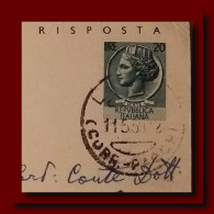 1958 Italia Intero £20 Sir. Parte Risposta Vg Latina X Roma 2scans - Ganzsachen