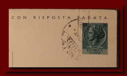 1956 Italy Italia Intero CPRP Sir £20 Parte Domanda Vg Gaeta X Roma Ps Card 2scans - Interi Postali