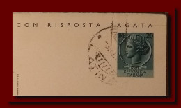 1956 Italy Italia Intero CPRP Sir £20 Parte Domanda Vg Gaeta X Roma Ps Card 2scans - Stamped Stationery