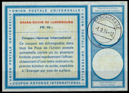 LUXEMBOURG Vi21  FR. 10.-- International Reply Coupon Reponse Antwortschein IRC IAS Cupón Respuesta  BASCHARAGE 01.08.74 - Stamped Stationery