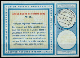 LUXEMBOURG Vi21  FR. 10.-- International Reply Coupon Reponse Antwortschein IRC IAS Cupón Respuesta  BASCHARAGE 01.08.74 - Enteros Postales