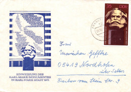 (RECTO / VERSO) EINWEIHUNG DES KARL MARX MONUMENTES IN 1971 - ENVELOPPE - Lettres & Documents