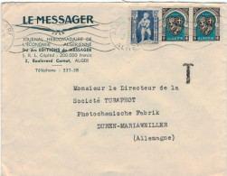 Le Messager Algier 1955 > Turaphot Photochemie - Taxe - Kind Wappen Algier - Lettres & Documents