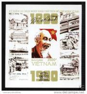 Vietnam Viet Nam MNH Imperf Souvenir Sheet 1990 : Birth Centenary Of President Ho Chi Minh (Ms591B) - Viêt-Nam