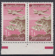 Yugoslavia Republic 1947 Airmail Mi#516 I And II Pair Mint Never Hinged - Unused Stamps