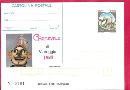 REPIQUAGE - CARNEVALE VIAREGGIO 1998 - INTERO CARTOLINA POSTALE CASTELLI L.750 A TIRATURA LIMITATA - Interi Postali