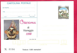 REPIQUAGE - CARNEVALE VIAREGGIO 1998 - INTERO CARTOLINA POSTALE CASTELLI L.750 A TIRATURA LIMITATA - Stamped Stationery