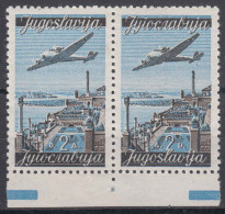 Yugoslavia Republic 1947 Airmail Mi#517 I And II Pair Mint Never Hinged - Unused Stamps