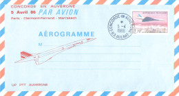 AEROGRAMME AVION CONCORDE EN AUVERGNE 5/4/986 - Aerogramas