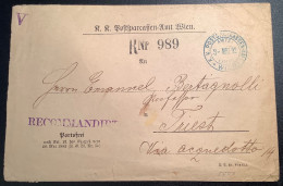 „K.K POSTSPARKASSEN AMT WIEN 1892“selten R-NR STEMPEL  Recommandirt Portofrei Brief (Österreich Postal Saving Bank - Cartas & Documentos