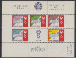 Europa 1961 Paraguay 5v M/s 5v Perforated ** Mnh (59177) - 1961