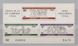 MEXIQUE BF N° 6 7 9 10 ** (YT) 4 BLOCS-FEUILLETS  JEUX OLYMPIQUES MEXICO 1968  ETAT PARFAIT - México