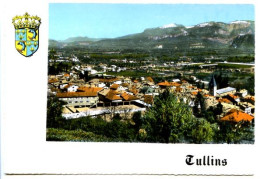 CPSM Dentelée 10.5 X 15 Isère    TULLINS  - Vue Générale Au Fond Les Montagnes De Chartreuse.  Au Premier Plan L'I.M.P. - Tullins