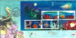 HONG KONG. BF 94 Sur Enveloppe 1er Jour De 2002 (FDC). Coraux/Hippocampe/Emission Conjointe. - Marine Life