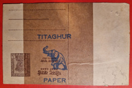 Entier Postal D'Inde Avec Variété, Impression Sur Raccord Et Bande "Titaghur Paper" Illustré éléphant - Eléphants