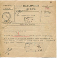 Congo Léopoldville Oblit. Keach TSF3A-Dmyt Sur Télégramme Le 06/10/1948 - Briefe U. Dokumente