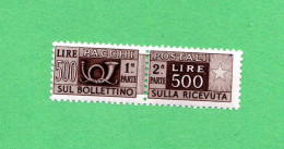 (D ) ITALIA**-1946-  Pacchi POSTALI. Lire. 500. F. Ruota, Unif. 80/I. D. 13-1/4 A Pettine. MNH** - Colis-postaux