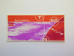 Ticket De Transport En Commun Lyonnais -  Funiculaire - TCL -  Lyon 69 French - Altri & Non Classificati