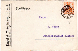 DR 1918, 7 1/2 Pf. Germania M. Perfin Auf Firmenkarte V. Lübeck - Autres & Non Classés